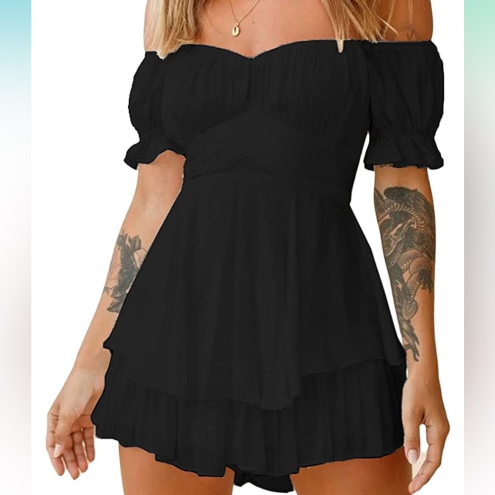 Boho Romper Off Shoulder Ruffle Chiffon Shorts Jumpsuit Playsuits